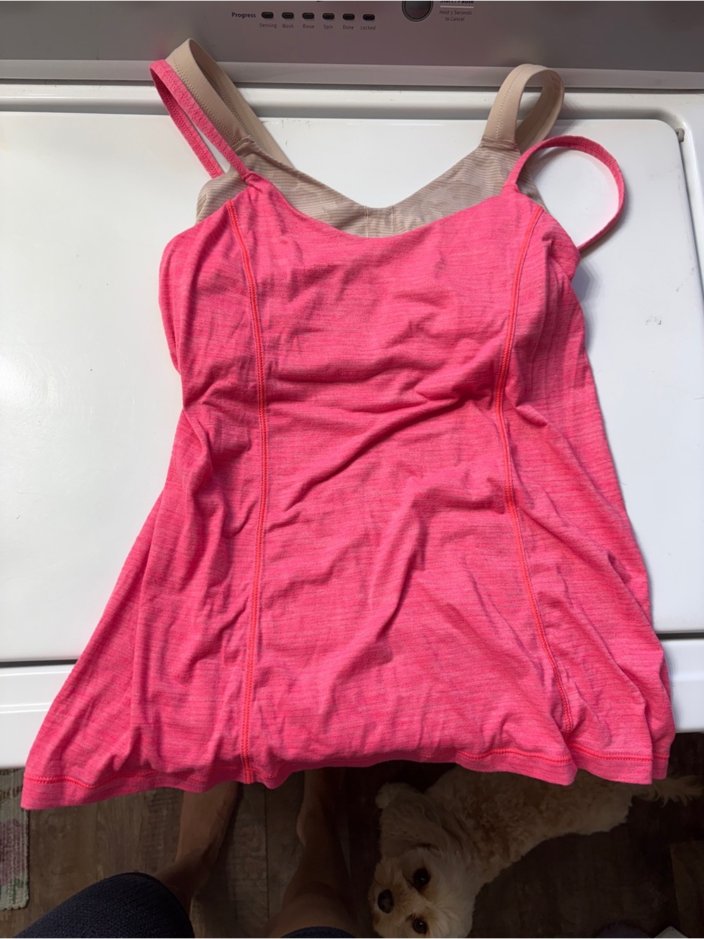 Lululemon pink layered workout tank top with built in bra